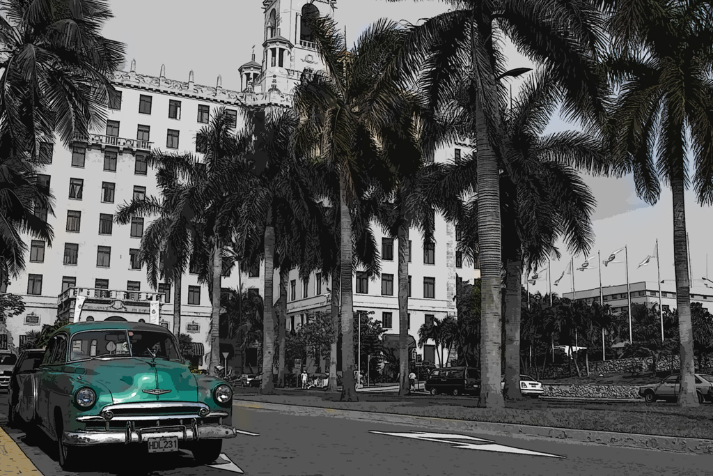 Caixa verde do carro em Cuba