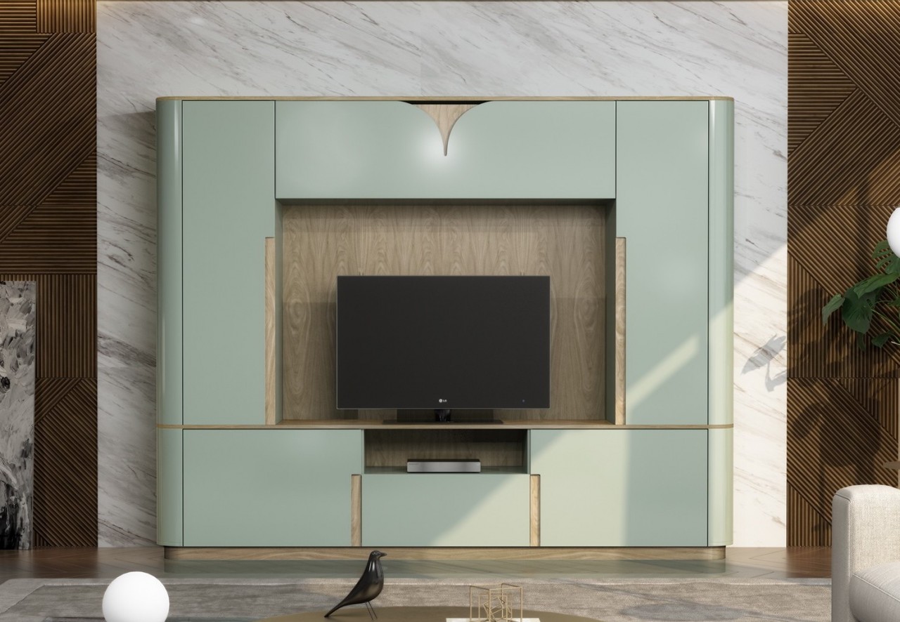 Organize os seus espaços com a estante TV Bello Água. Uma solução prática e elegante para tornar a sua decoração inesquecível.