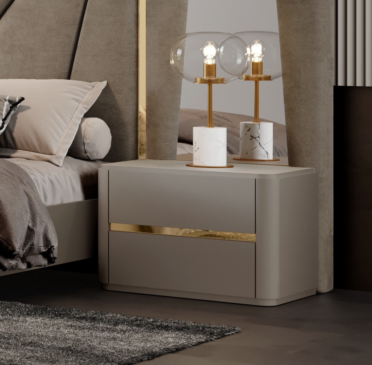 A mesa de cabeceira Alma é o toque final para o seu quarto. Uma peça de design moderno para complementar a decoração do ambiente.