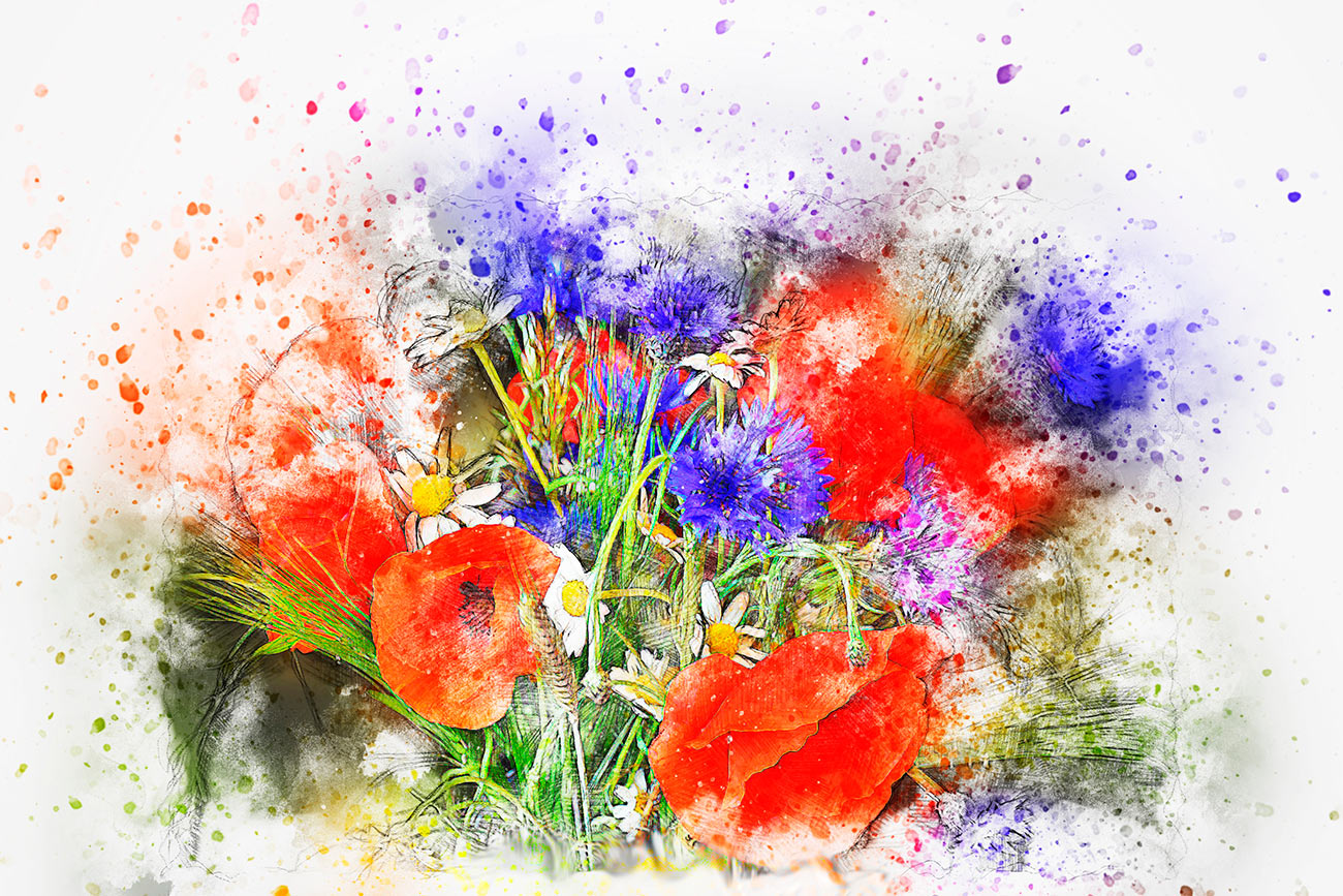 Pintura de flores da primavera