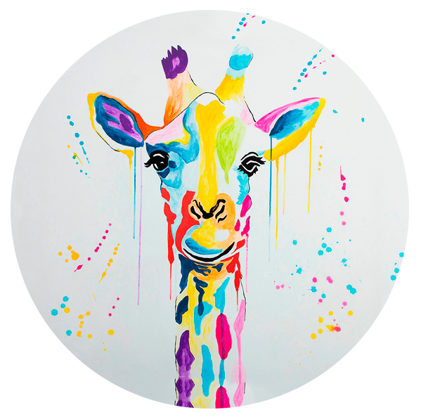 As cores mais bonitas do mundo encontra no quadro girafa redondo, cores vibrantes e cheias de vida!