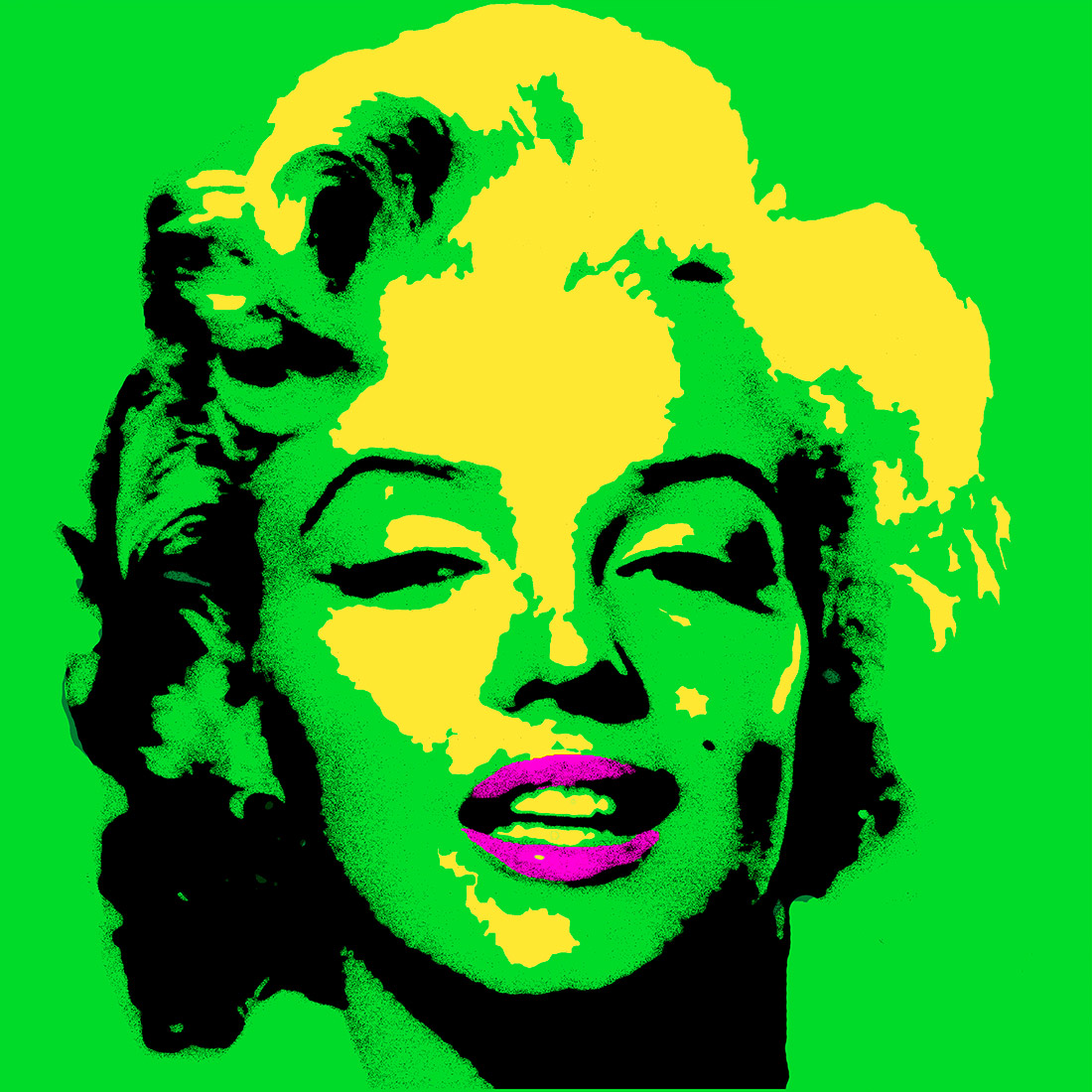 Pintura pop verde de Marilyn