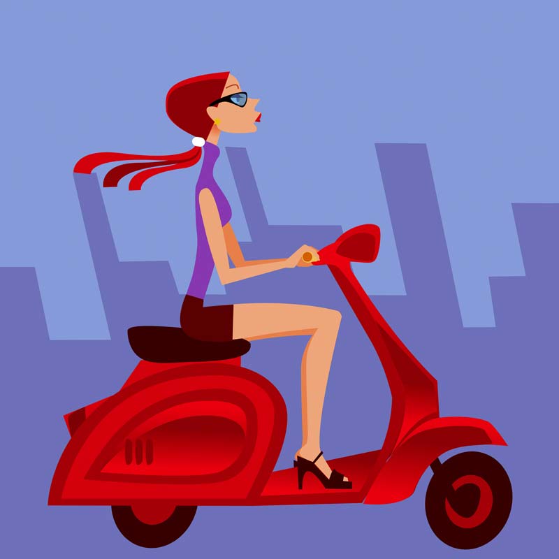 Quadro Girl e Vespa Vermelha