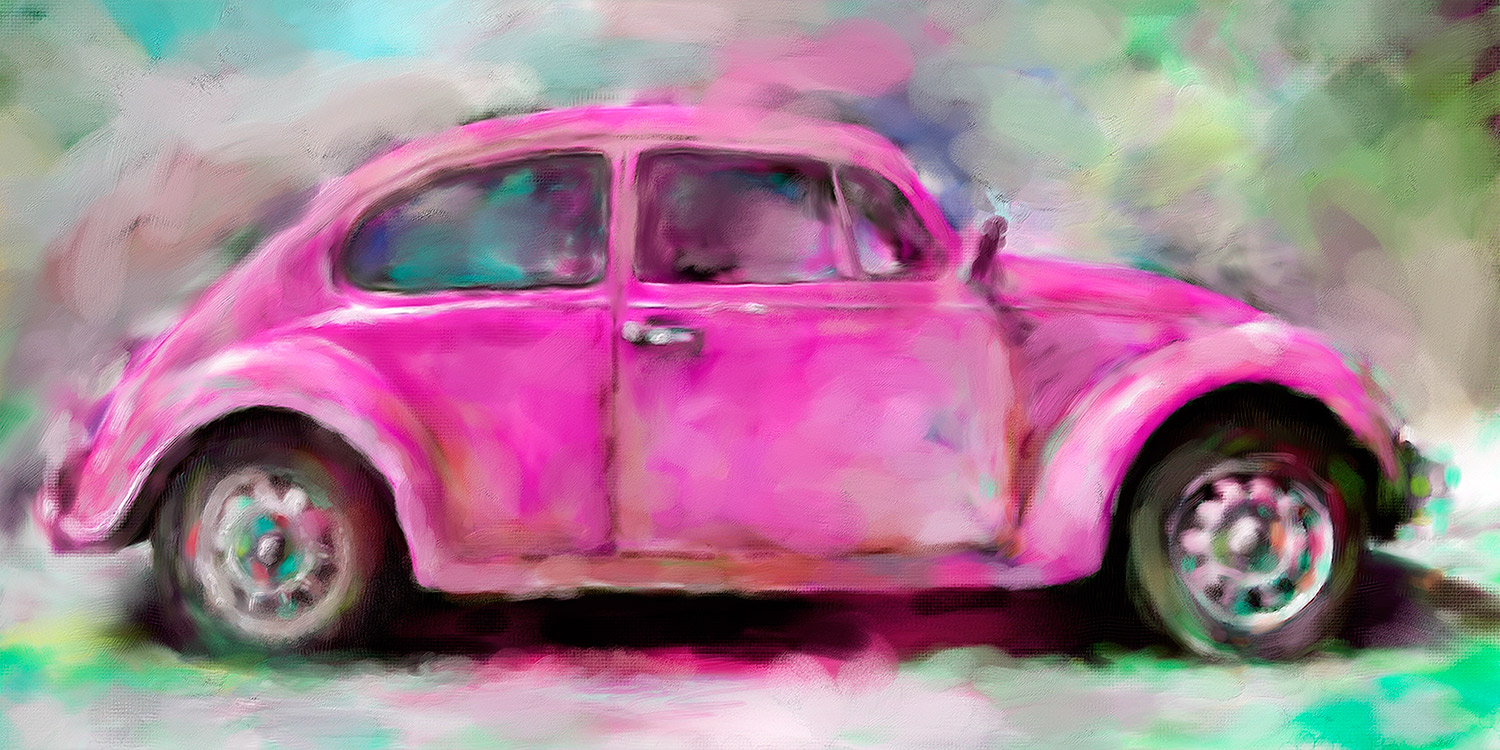 Quadro de carro de besouro rosa