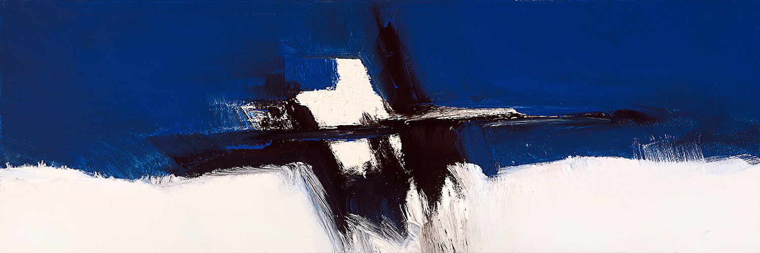 Pintura abstrata em azul e branco