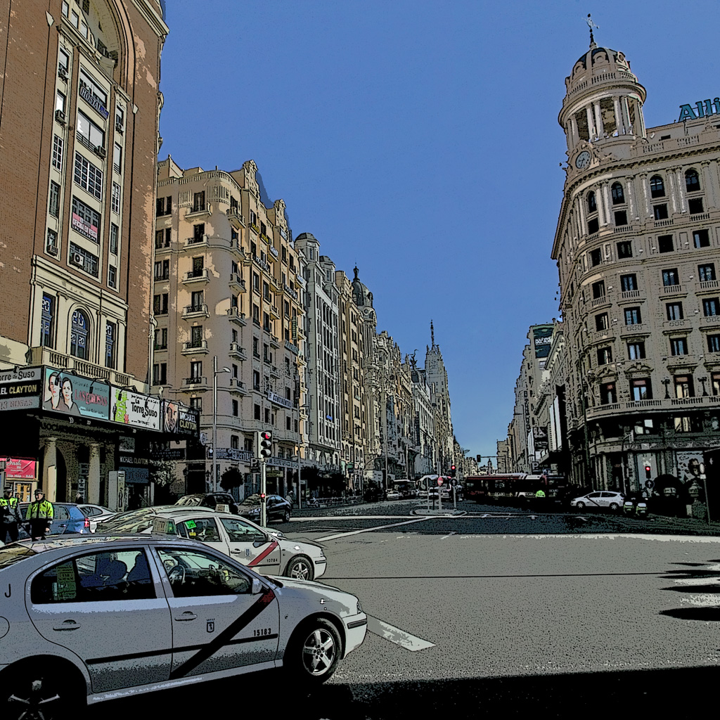 Madrid Gran Via Pintura a cores
