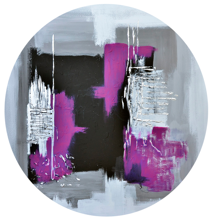 Pintura abstrata fúcsia redonda