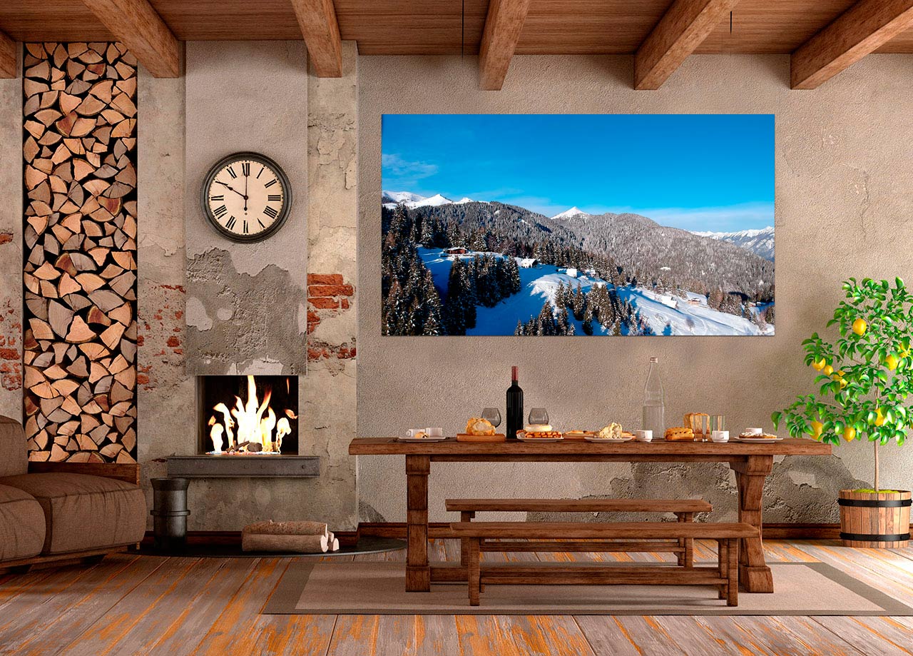 Pintura de paisagem com neve