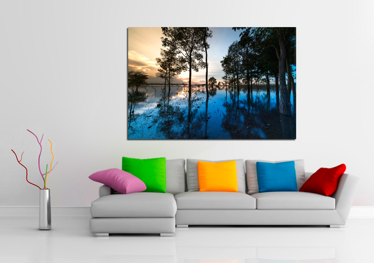 Por do sol na pintura da natureza