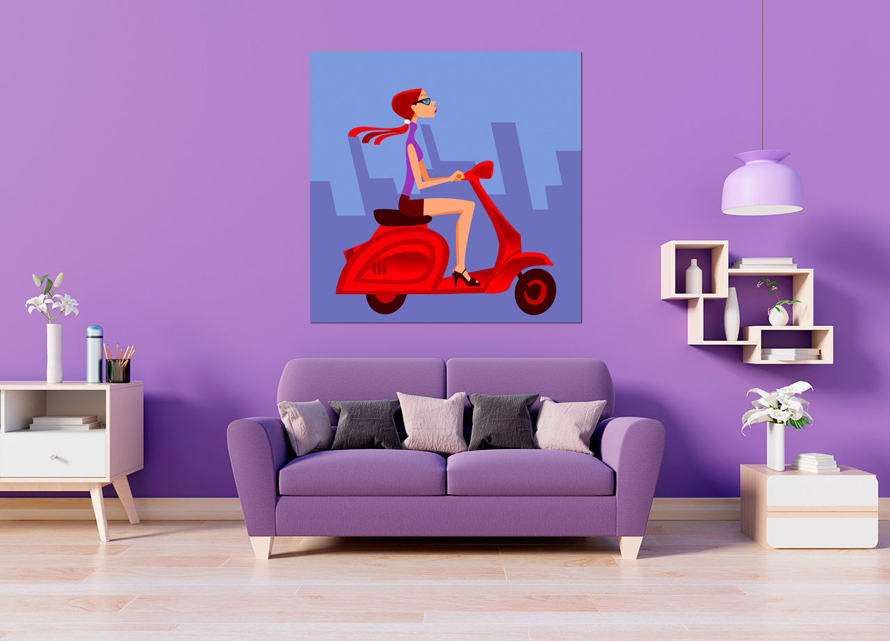 Quadro Girl e Vespa Vermelha