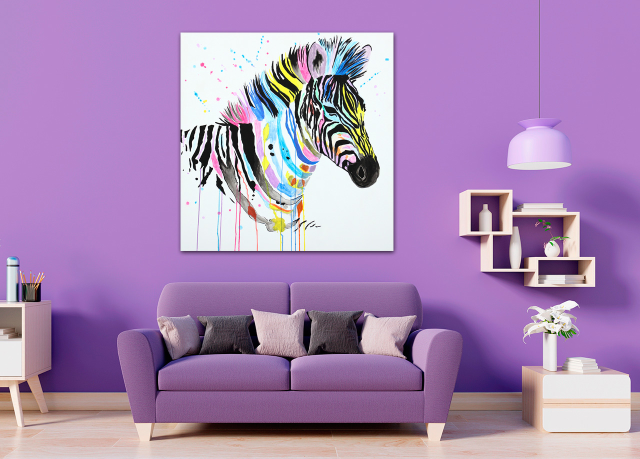 Quadro colorida de zebra