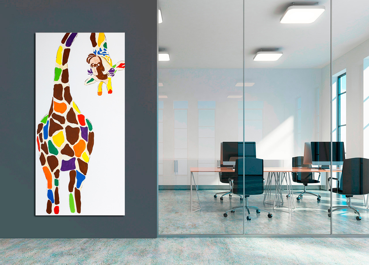 Quadro de girafa engraçada