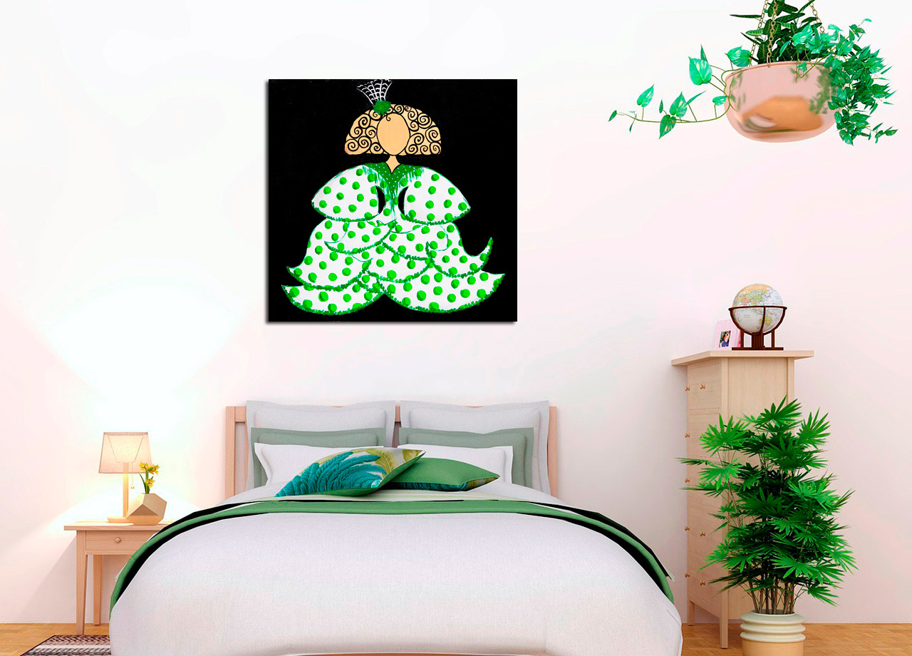 Pintura de menina flamenca verde