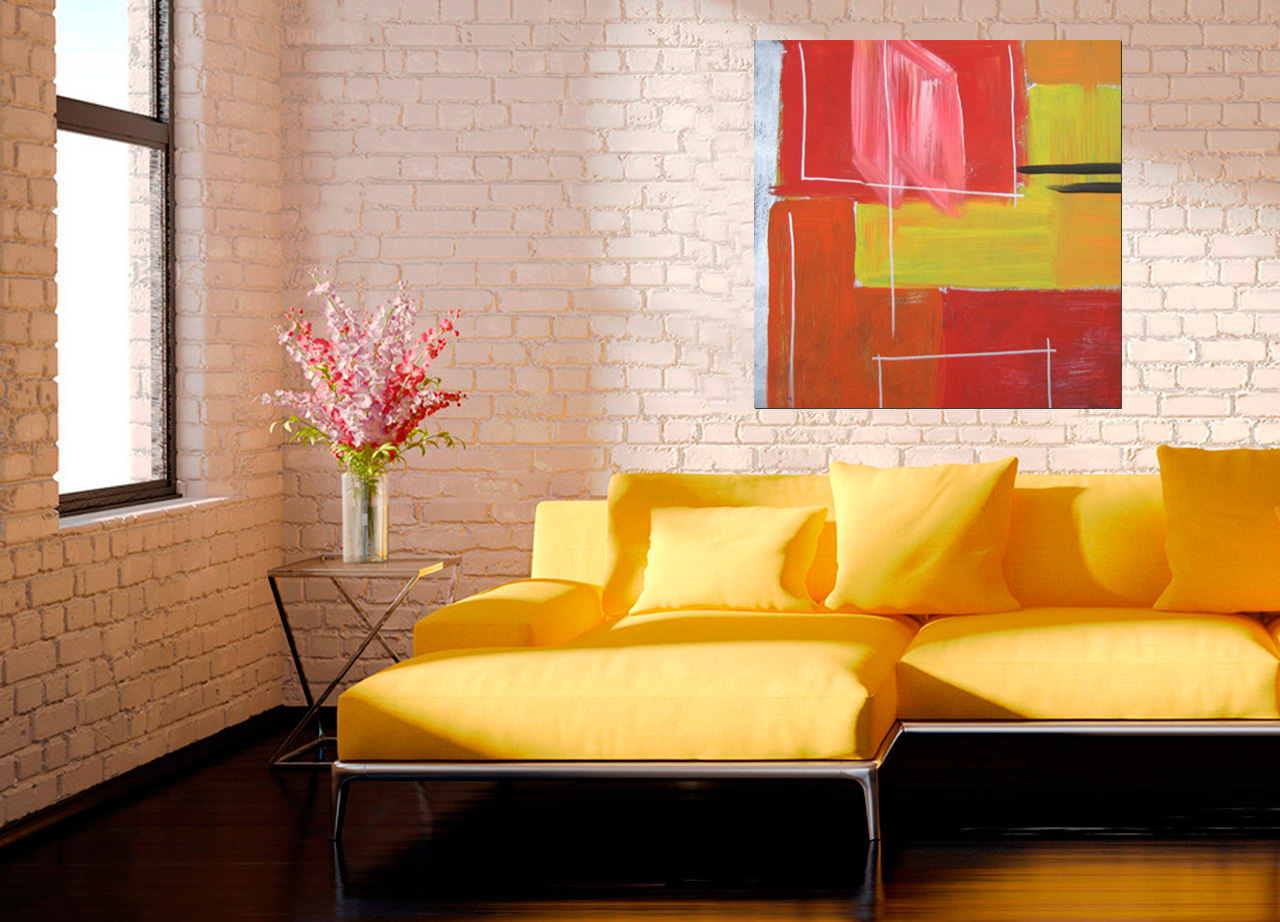 Pintura abstrata em vermelho