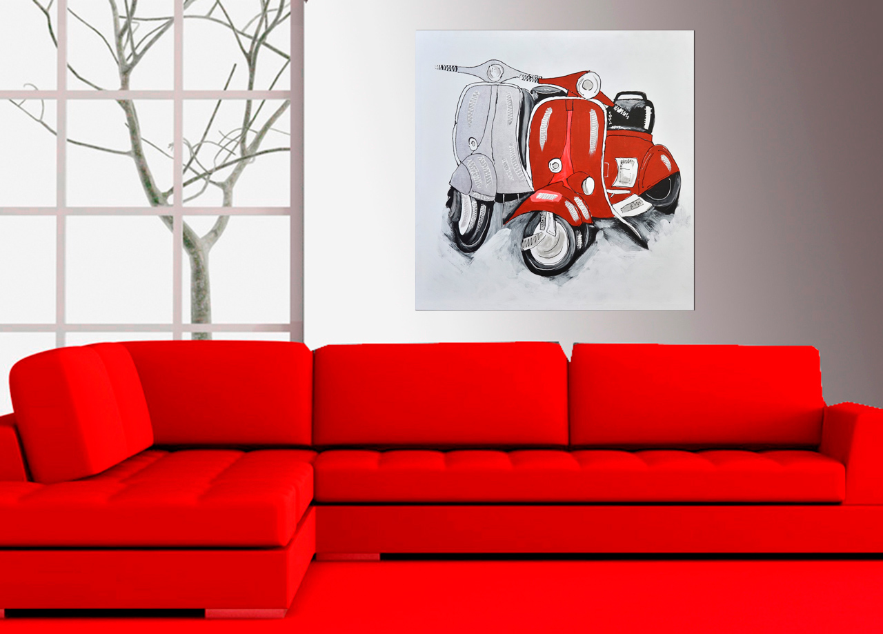 Quadro de scooter vermelho e cinza