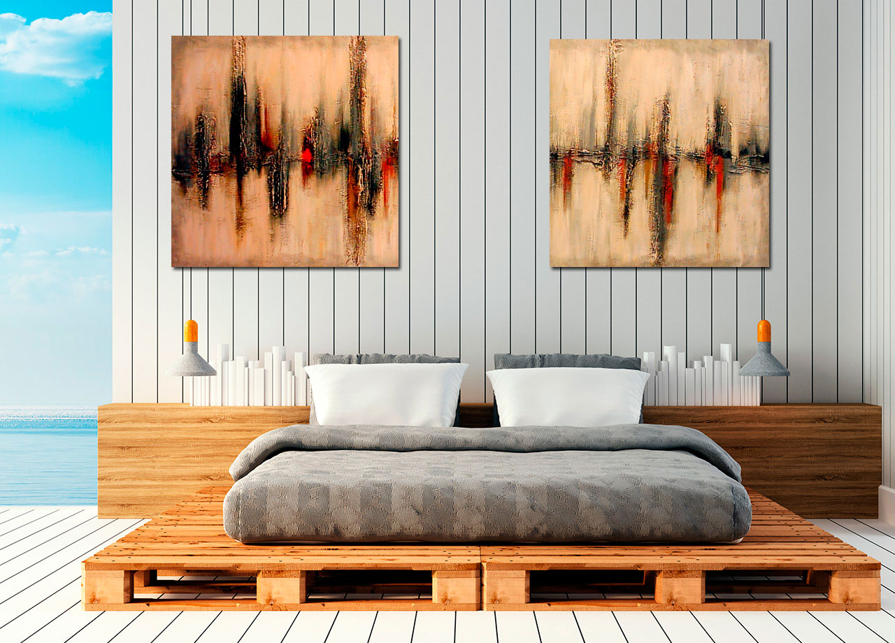 Pintura abstrata díptica