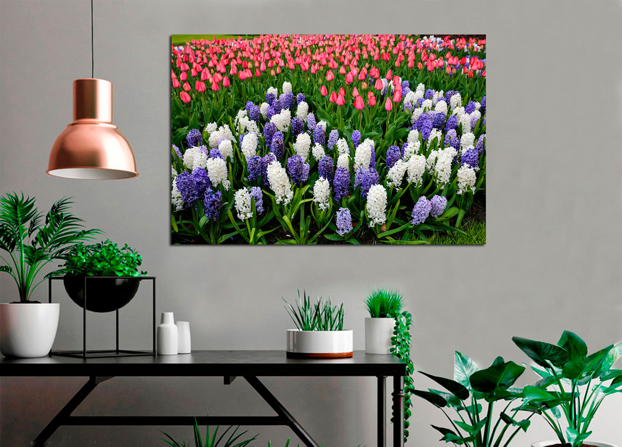 Quadro Campo de Flores Rosa e Azul