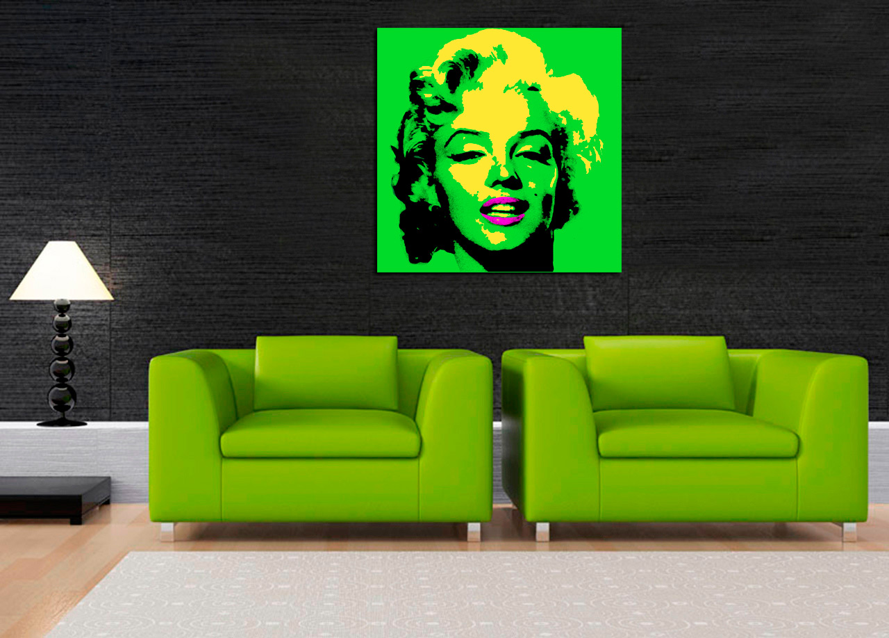 Pintura pop verde de Marilyn
