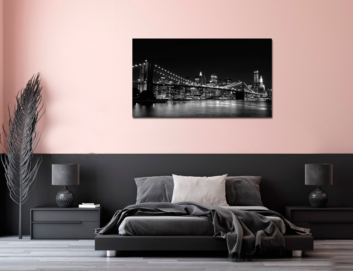 Pintura em preto e branco da Ponte do Brooklyn