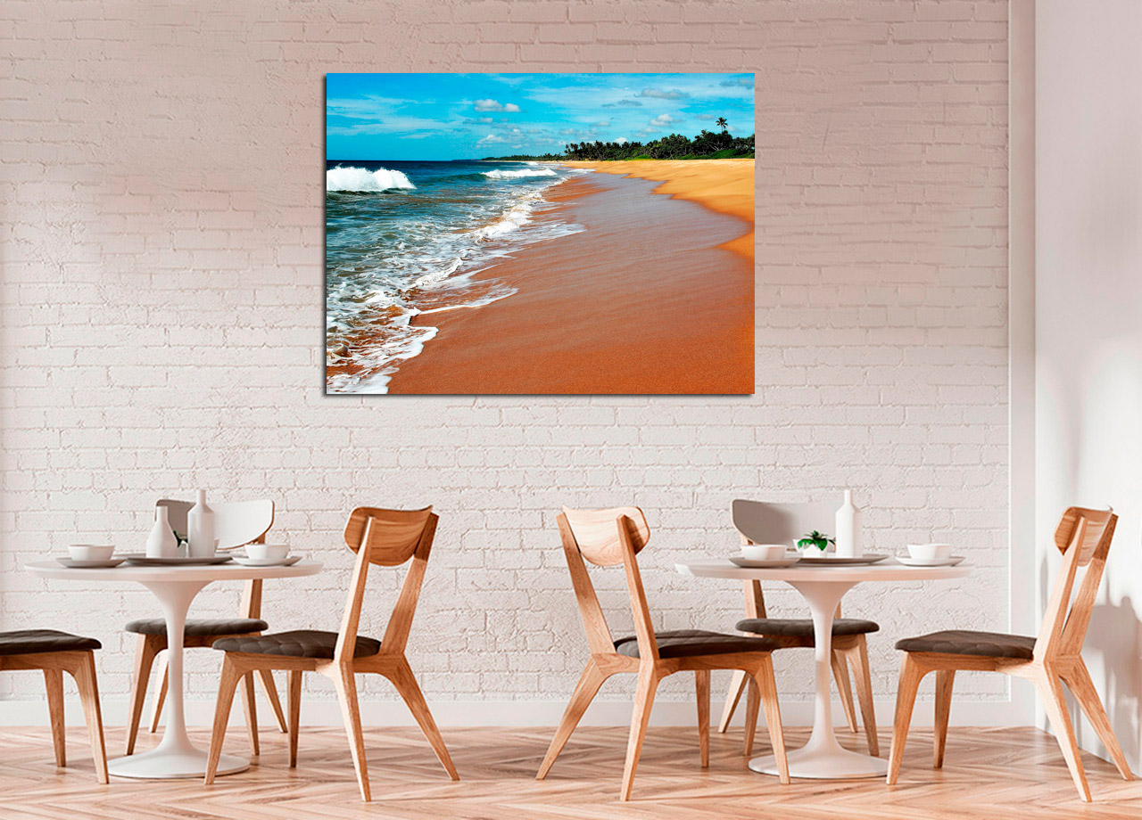 Pintura de paisagem de praia paradisíaca