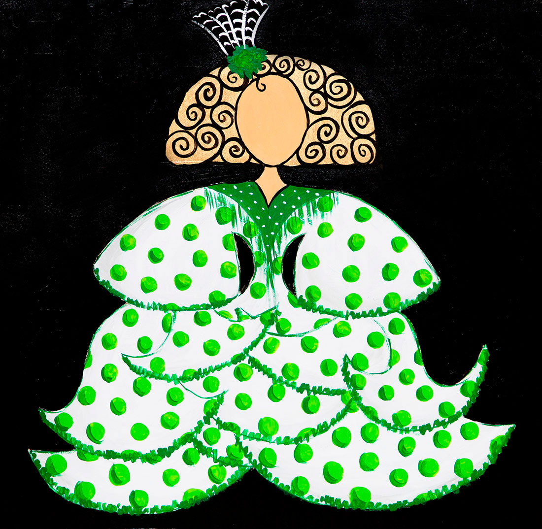 Pintura de menina flamenca verde