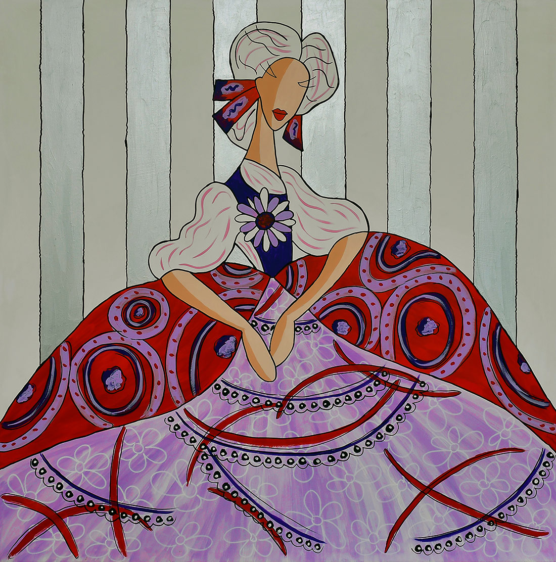 Quadro Menina pintando saia roxa