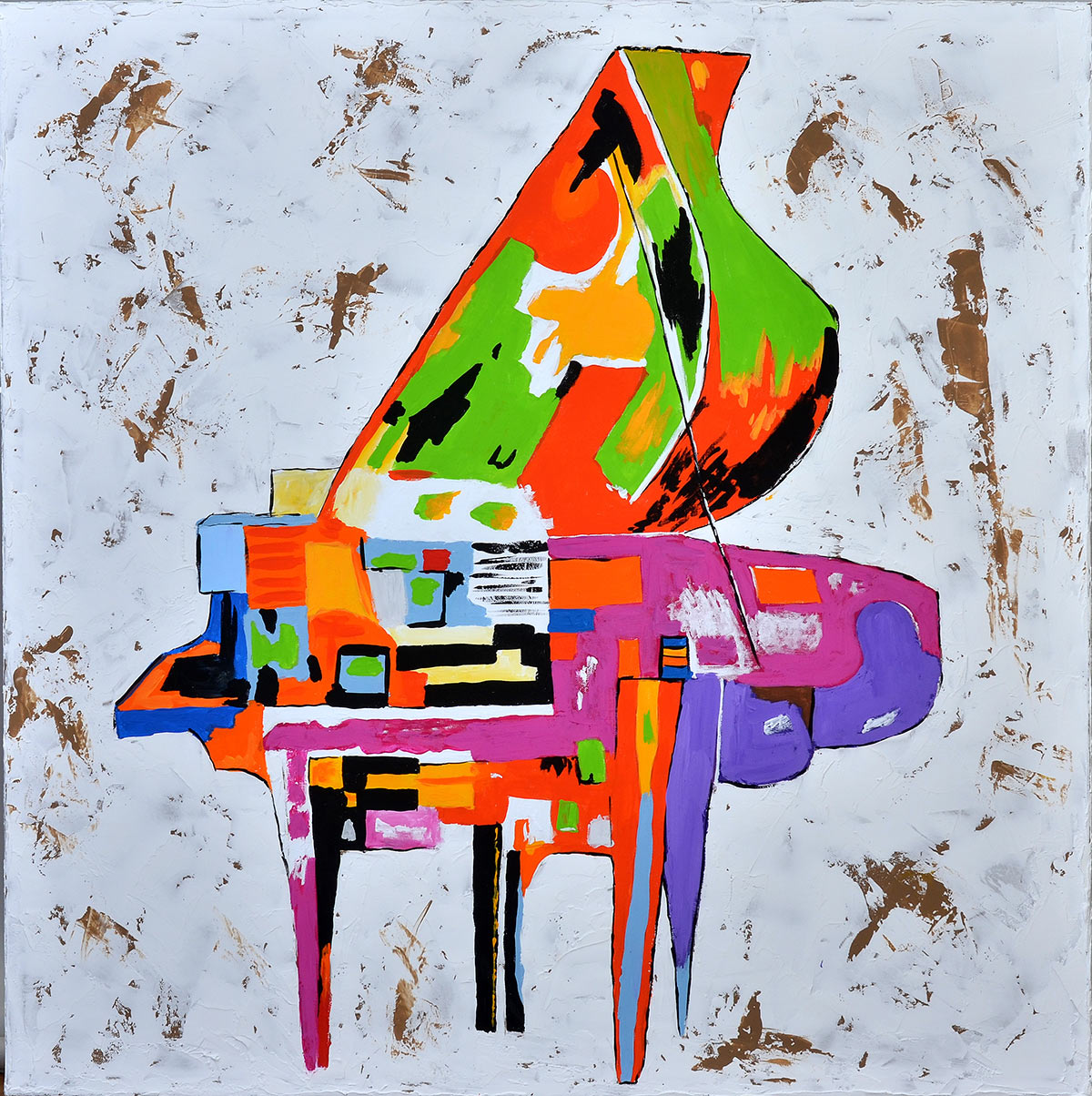 Pintura de piano a cores