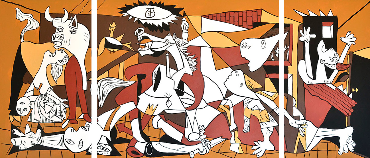 Pintura tríptico de Brown Guernica