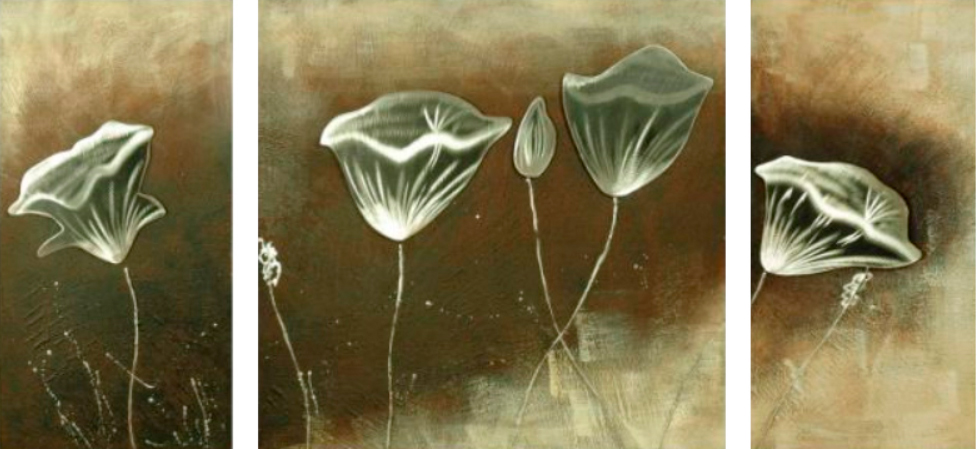 Pintura de flores tríptico