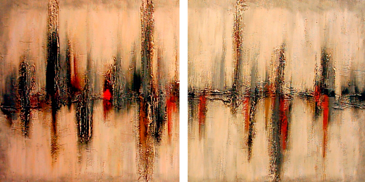 Pintura abstrata díptica