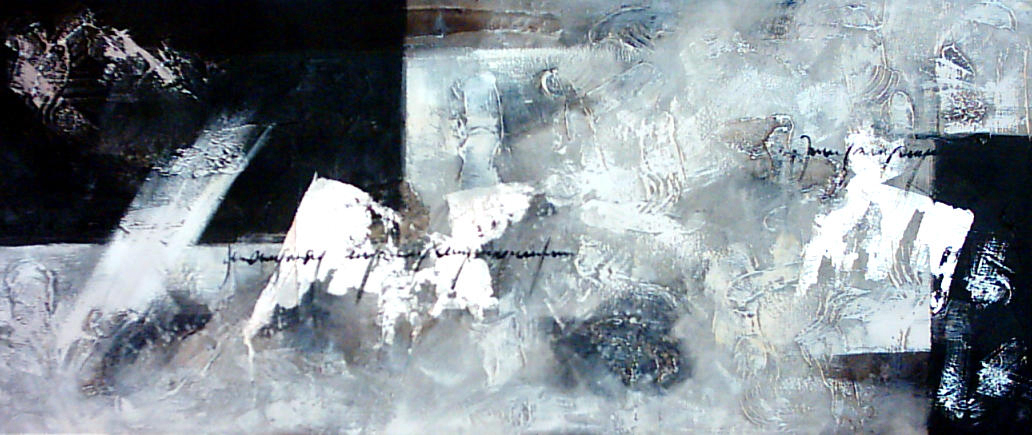 Pintura abstrata em preto e branco