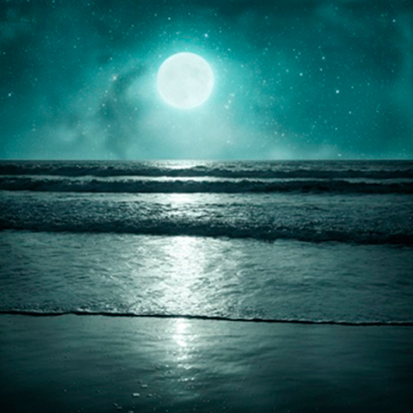 Reflexo da lua na pintura do mar
