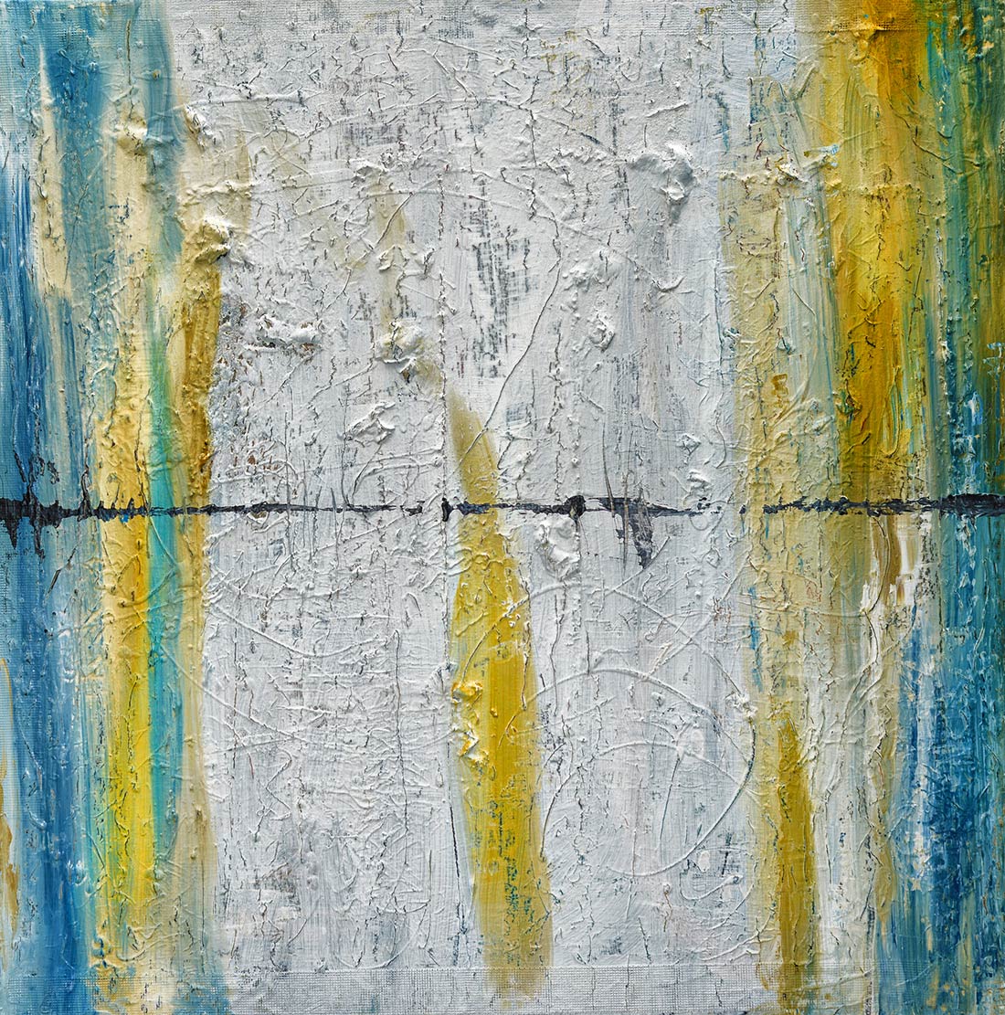 Pintura abstrata turquesa ocre