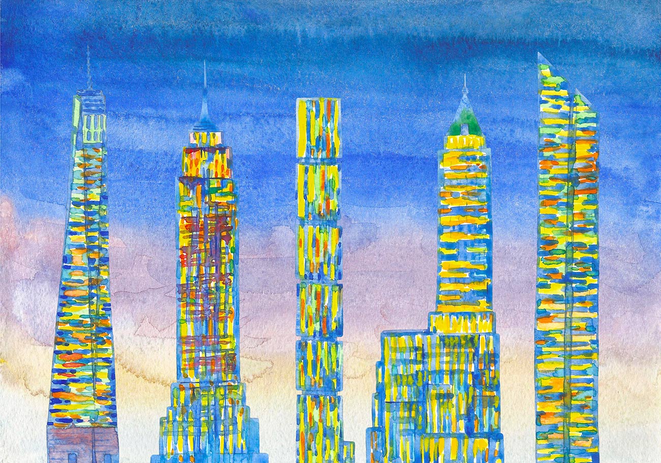 Pintura em cores da cidade de Nova York