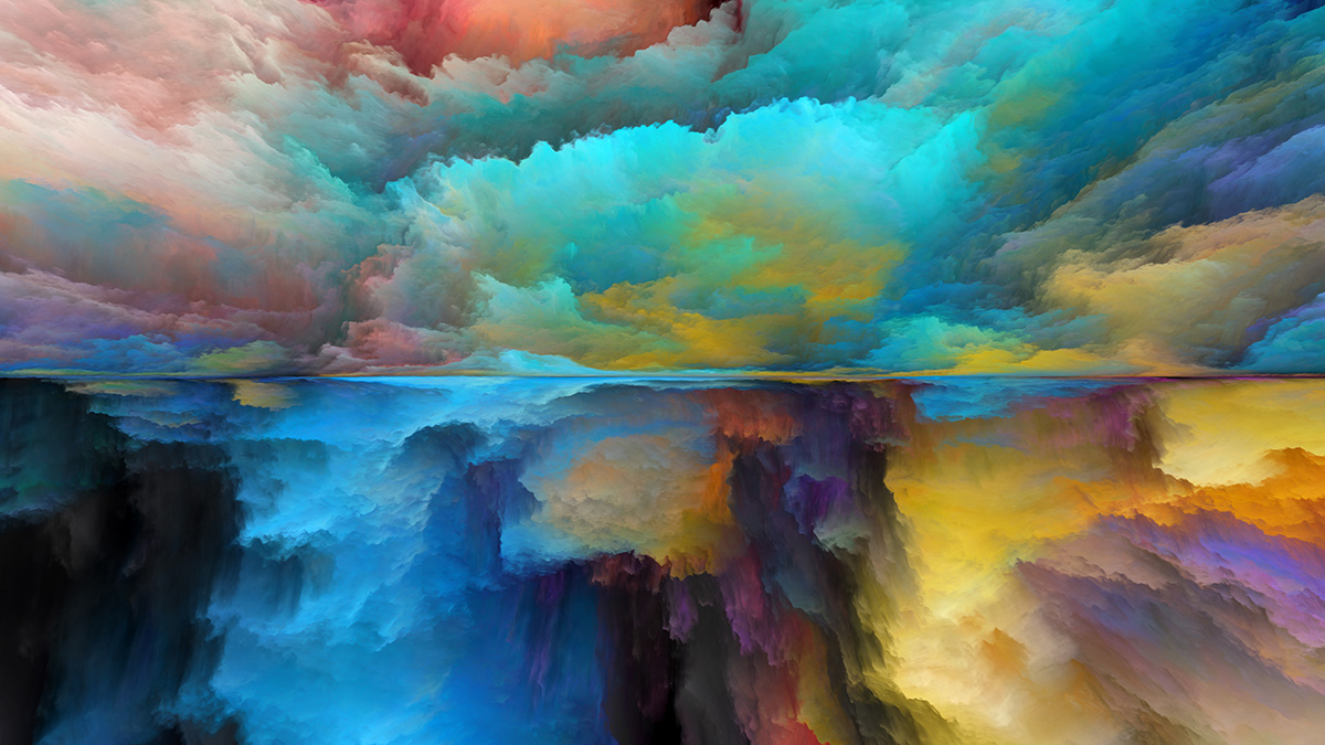 Nuvens coloridas abstratas pintando
