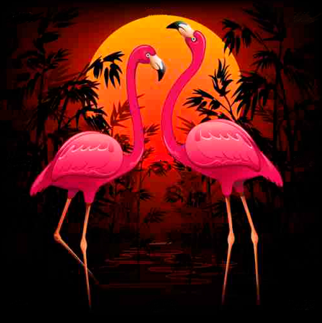 Quadro Casal de Flamingos ao Sol