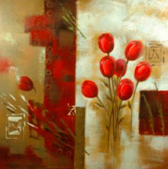 Pintura de flores vermelhas