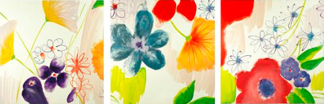 pintura de flores tríptico