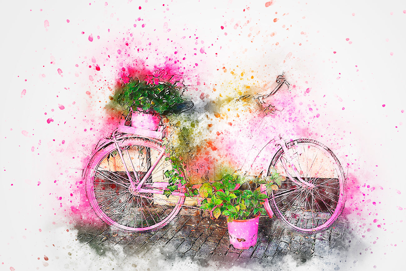 Quadro de bicicleta com flores
