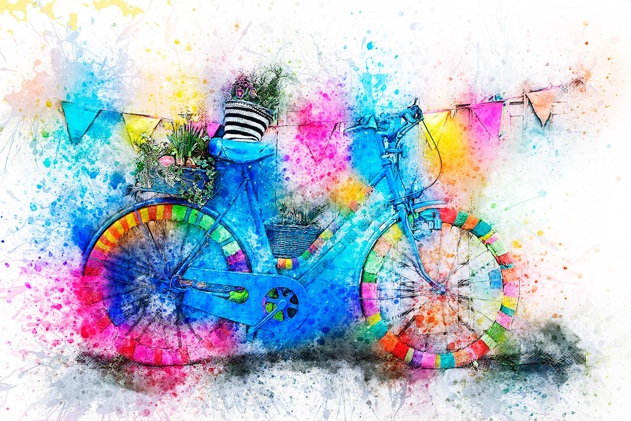 Quadro de bicicleta colorido