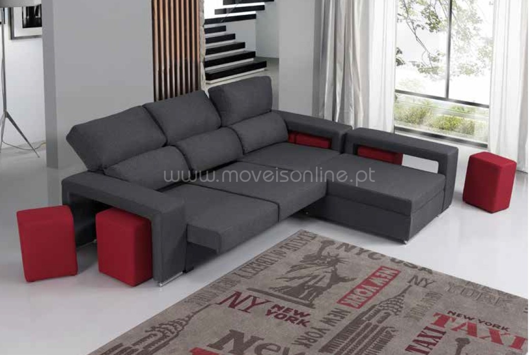 Sofa Chaise Longue 6 Puffs Sevilha