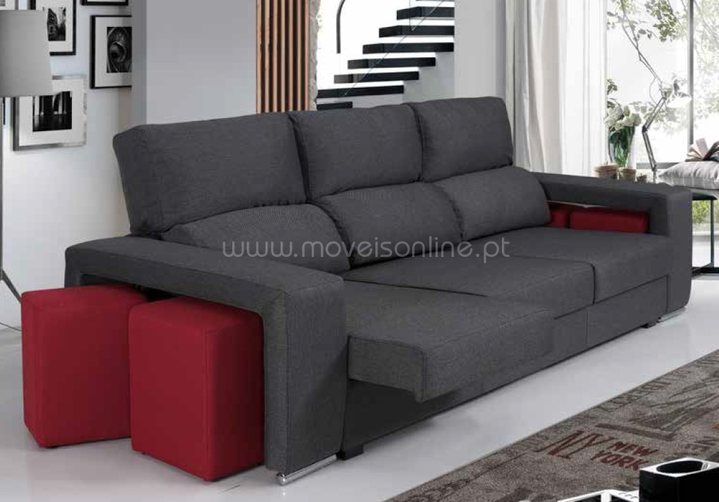 Sofa Chaise Longue 4 Puffs Sevilha