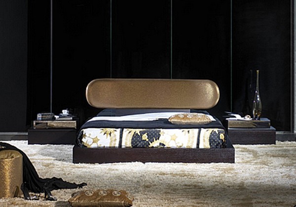 Quarto Cama Estofada Dourado