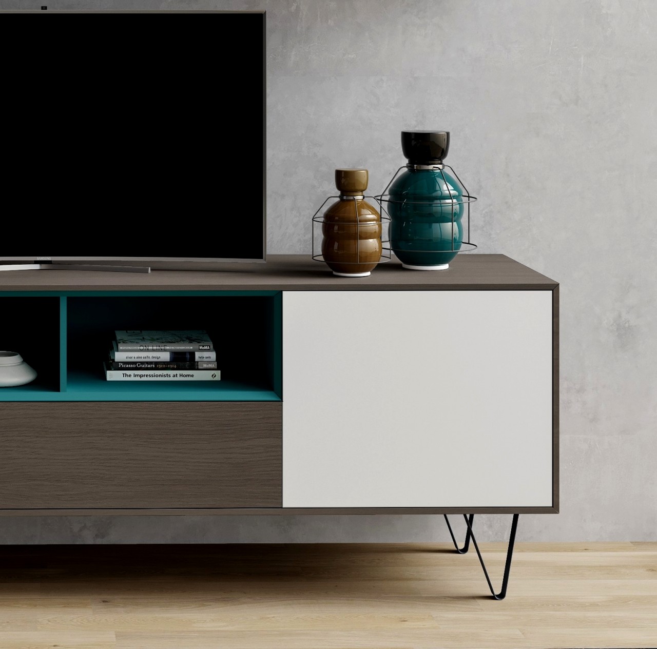 Organize o seu salão, com o móvel TV Enkel. Uma solução prática e moderna para a sua televisão.