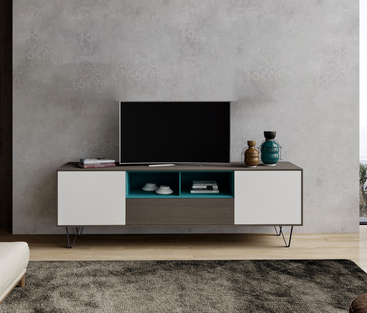 Organize seu ambiente com a Estante TV Enkel V9! Com design moderno e elegante, é a solução ideal para quem deseja ter uma TV no seu espaço. #EstanteTVEnkelV9