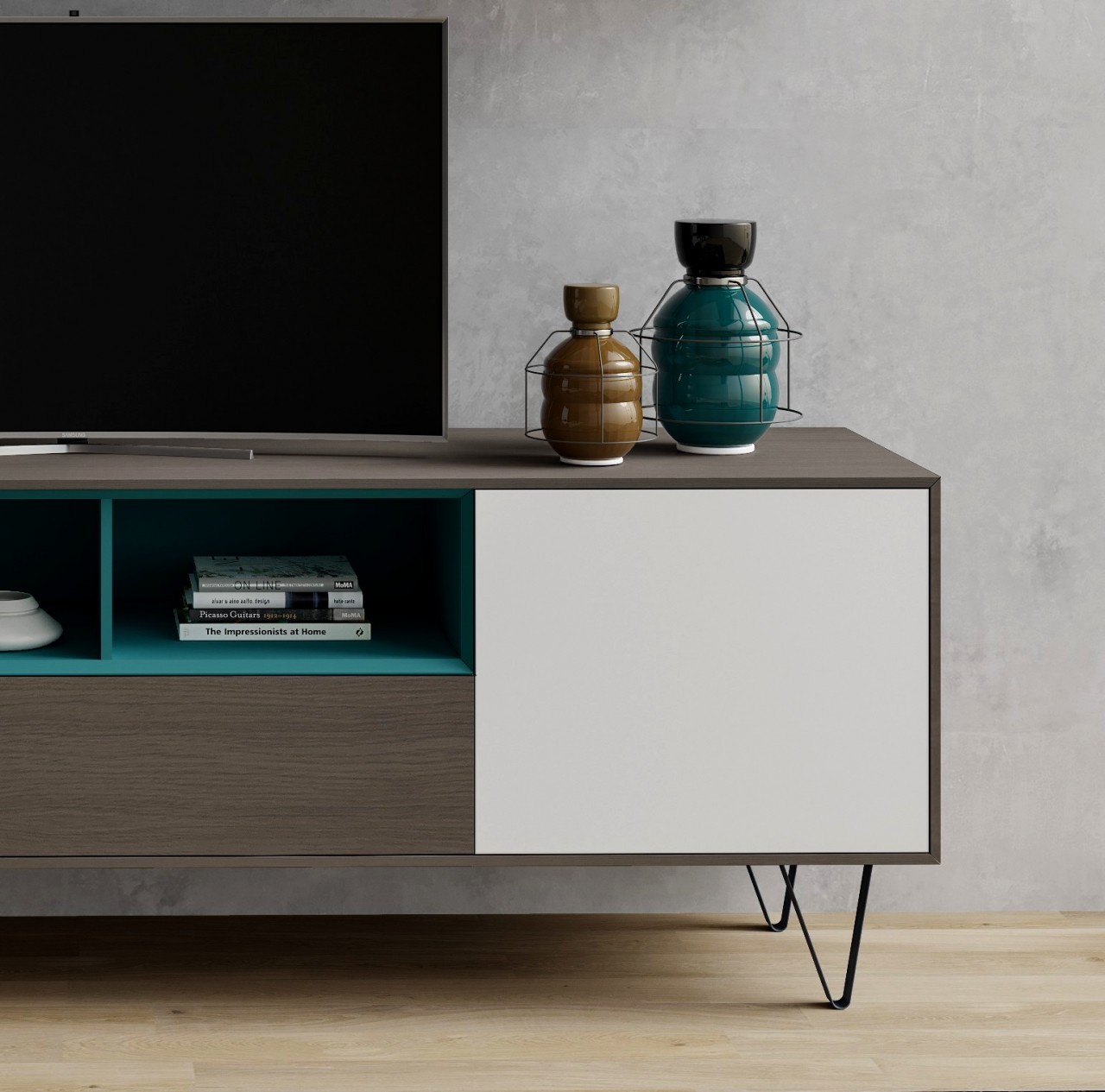 Transforme o seu espaço em casa com a Estante TV Enkel V9! Prática, moderna e robusta, esta estante é ideal para organizar e exibir os seus dispositivos de forma elegante.