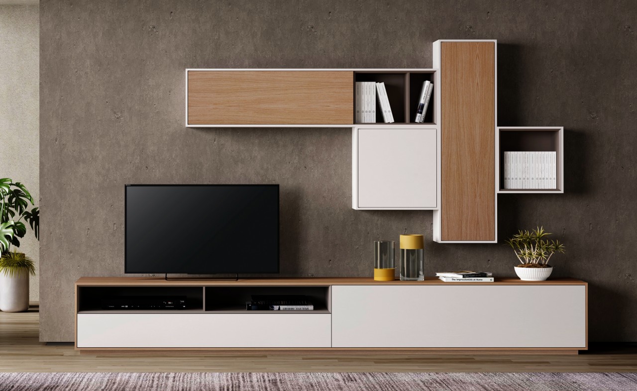 A estante TV Enkel 01 é a solução ideal para quem procura um design moderno e adaptável às suas necessidades. Possui uma estrutura resistente e leve, além de vários compartimentos.