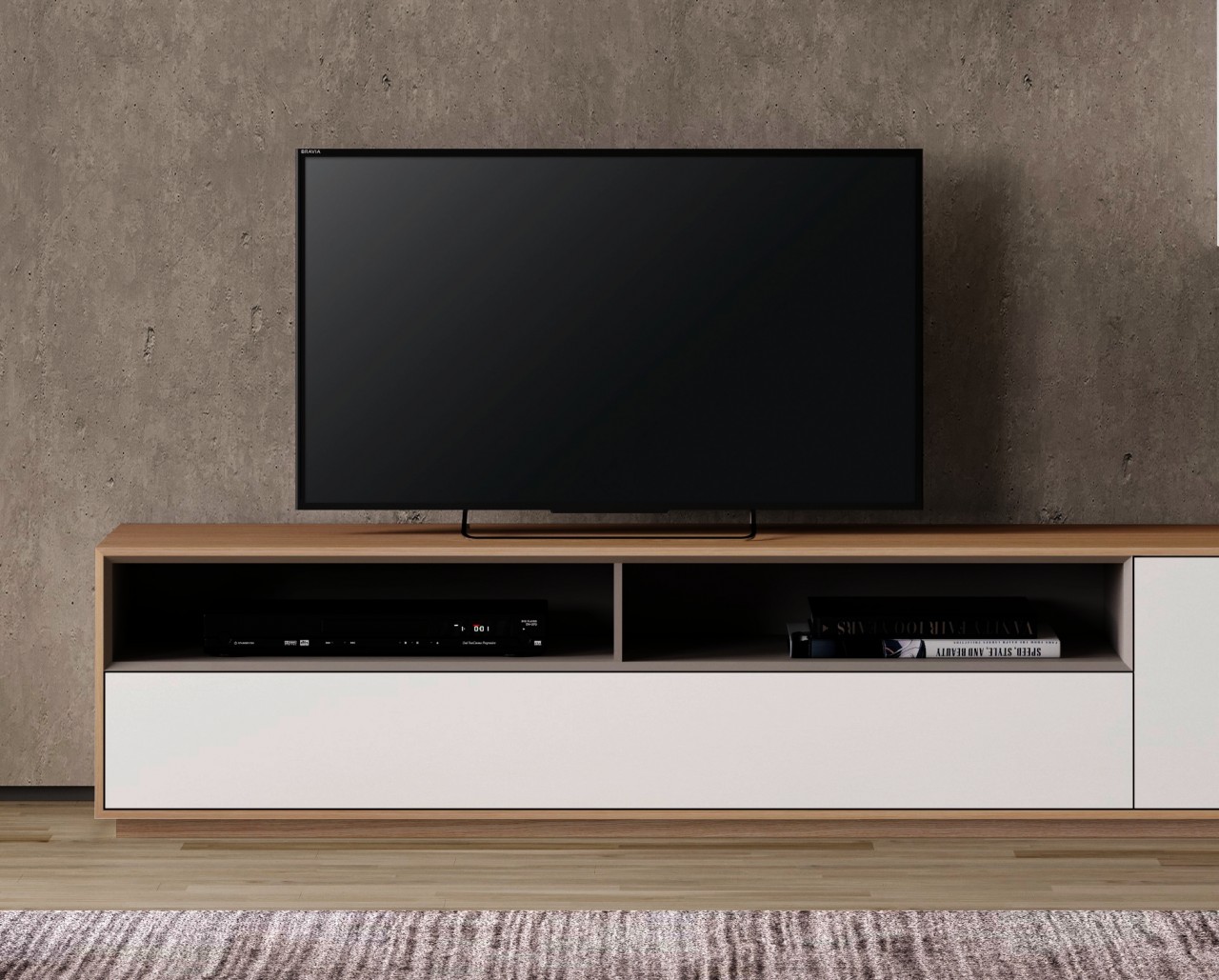 Tudo que você precisa para a sua TV em um só lugar com a estante TV Enkel modernidade, funcionalidade  com  design excecional.