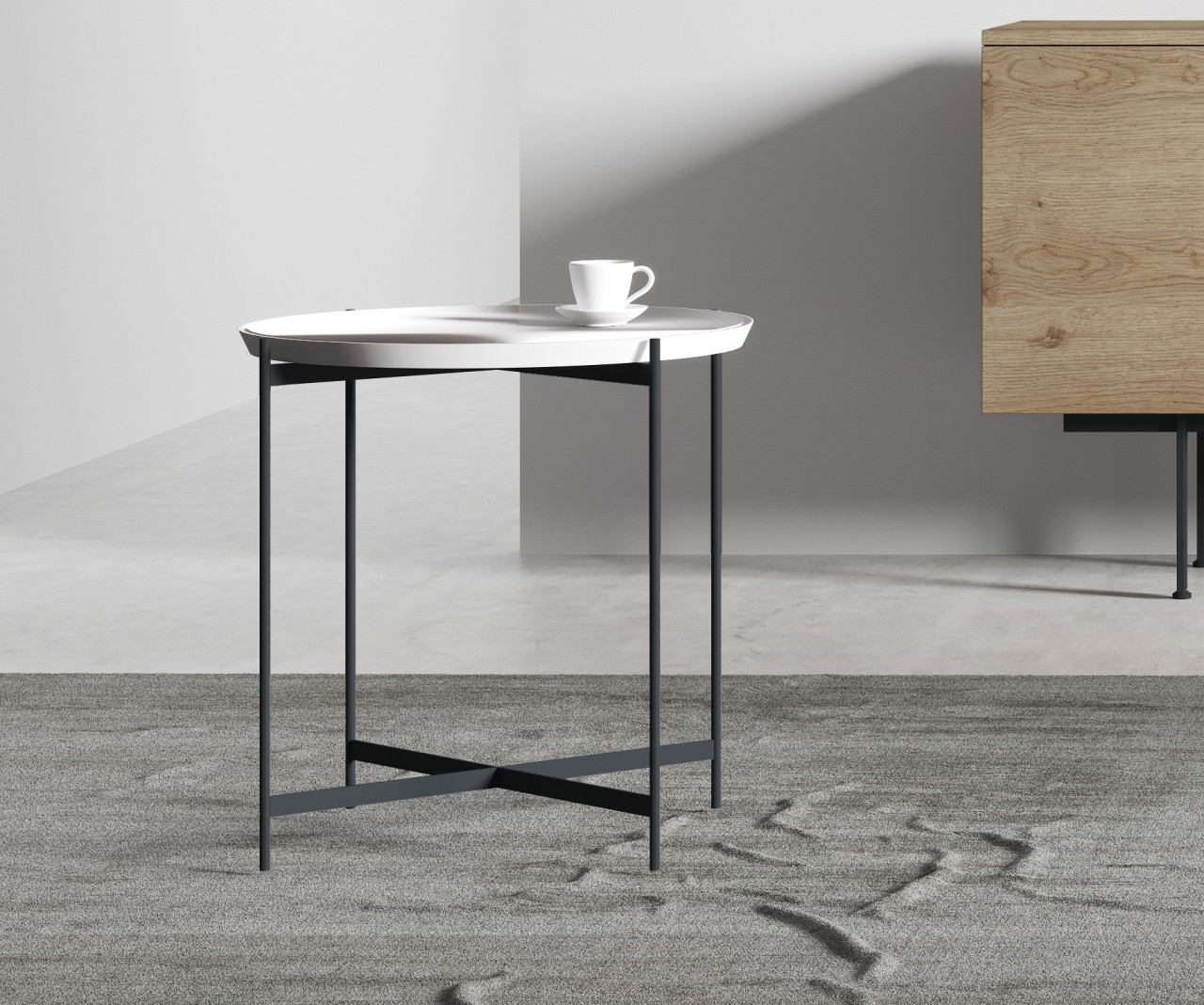 A mesa de apoio Tray 01 é perfeita para a decoração do seu espaço. Combinando praticidade com estilo, esta mesa é ideal para quem procura organização e modernidade.