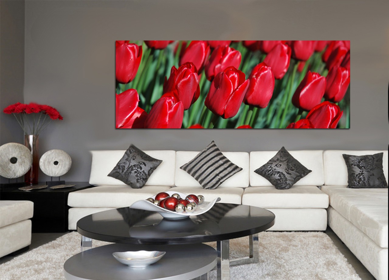 Quadro Monte de Tulipas Vermelhas